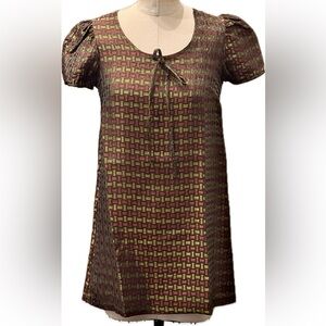 Vintage Chic & Smart Short Sleeve Patterned Mini Dress Sz Small Made in UK